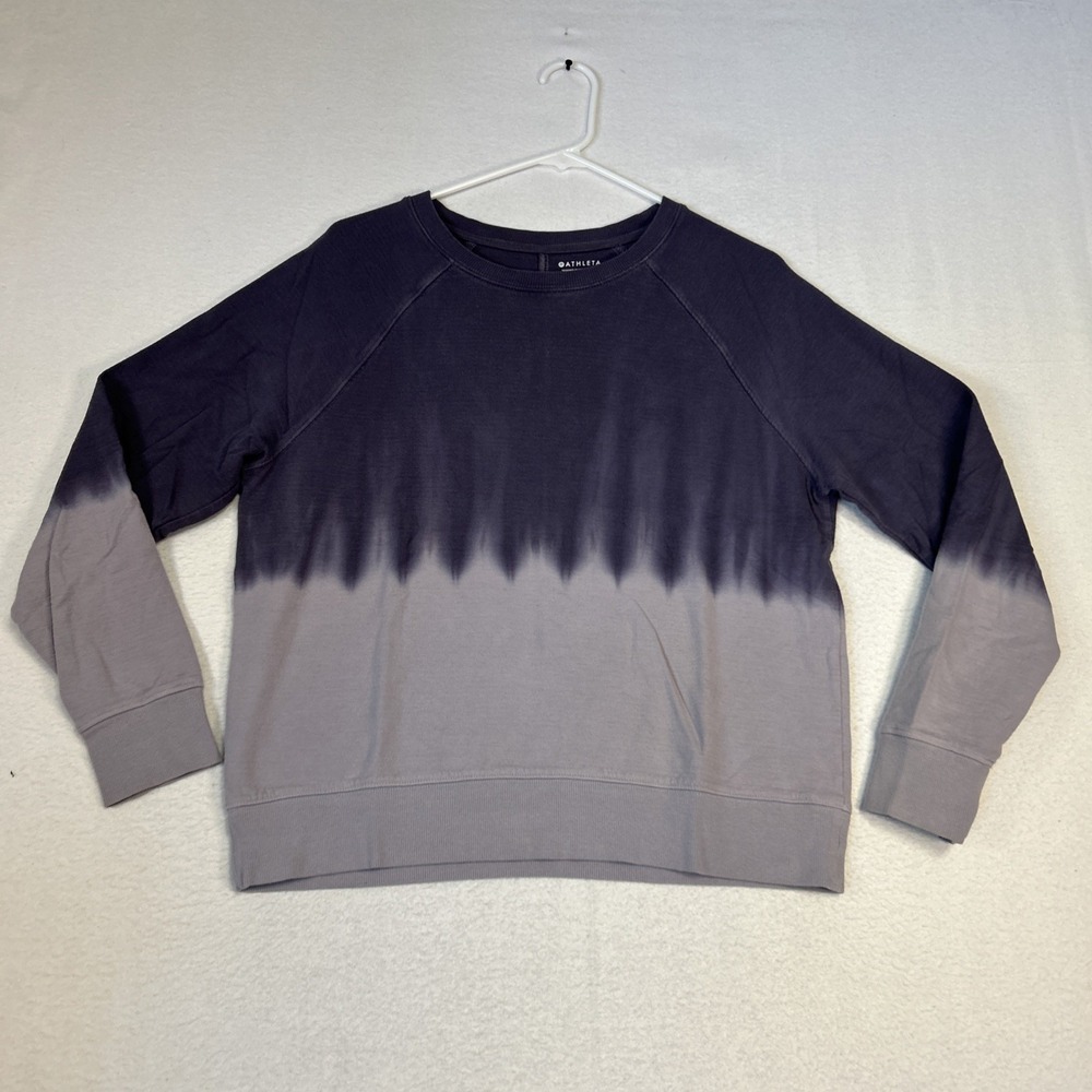 Athleta Sweatshirt Womens Small Purple Sundown Dip Tie Dye Long Sleeve Crew